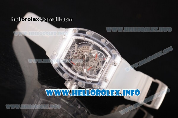 Richard Mille RM 56-01 Tourbillon Miyota 6T51 Manual Winding Sapphire Crystal Case with Skeleton Dial and Aerospace Nano Translucent Strap - White Inner Bezel - Click Image to Close
